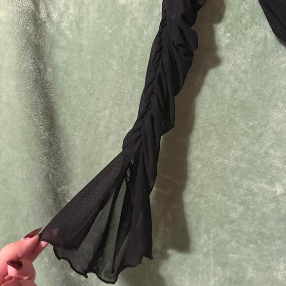 SHEIN Sheer Black Ruched Mesh Off Shoulder Top -M - Picture 5 of 8